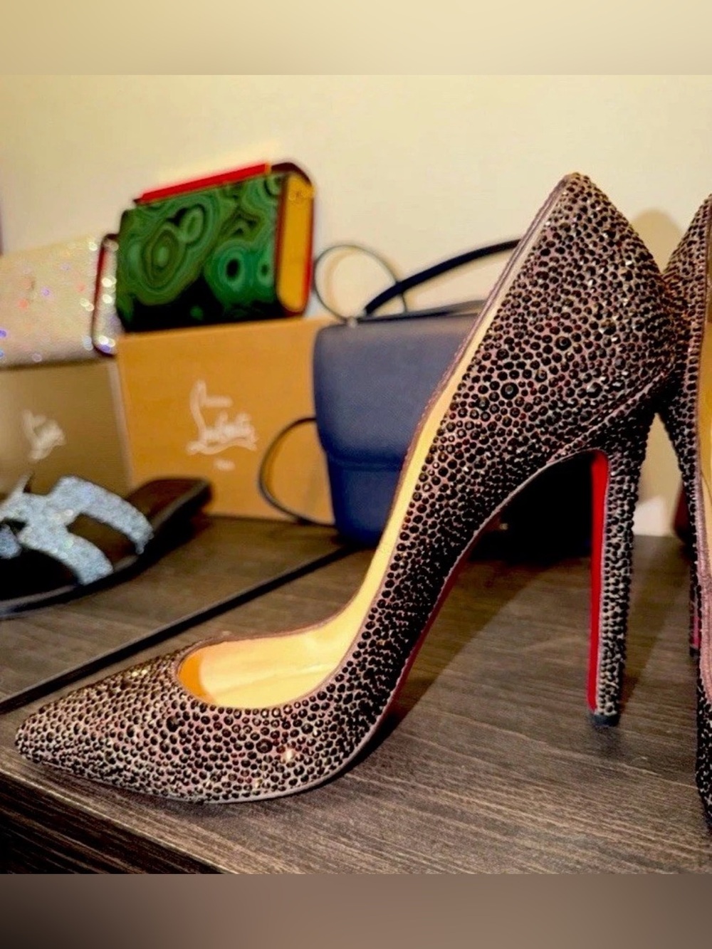Christian Louboutin 120mm Plum Swarovski Strass Heels - Picture 2 of 7